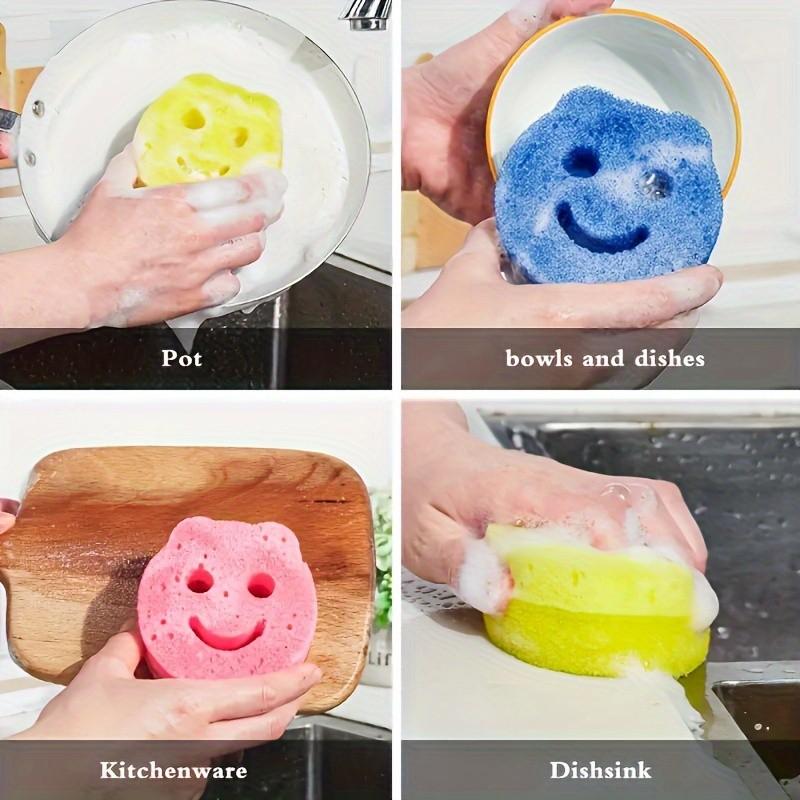 3-Piece Magic Sponge Set, Color-Coded Scratch-Free Kitchen Sponges, Soft Brush Texture, ///blue, Gentle on Surfaces
