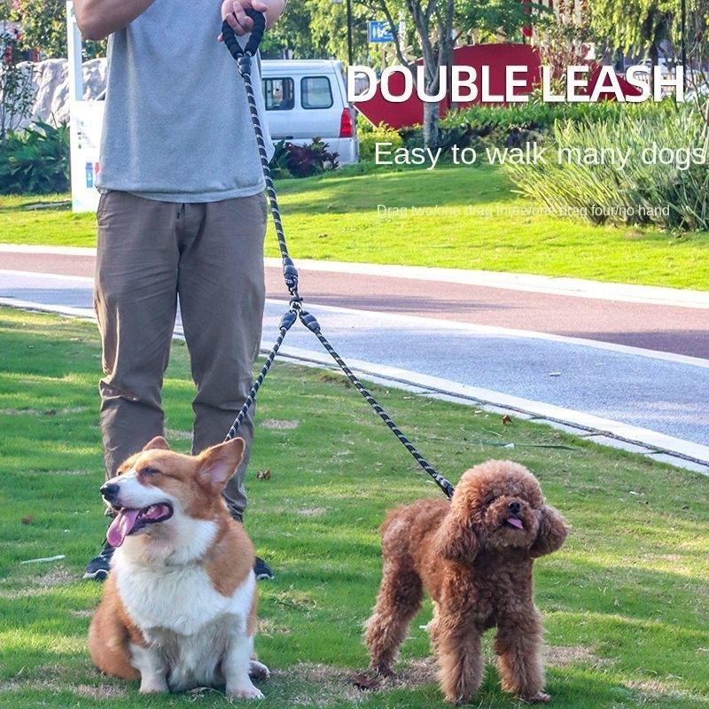 Outdoor Dog Leash, One Drag Three, Reflective Safety, Comfortable Handle, Durable Pet Walking Lead, Ideal for Daily Use & Training