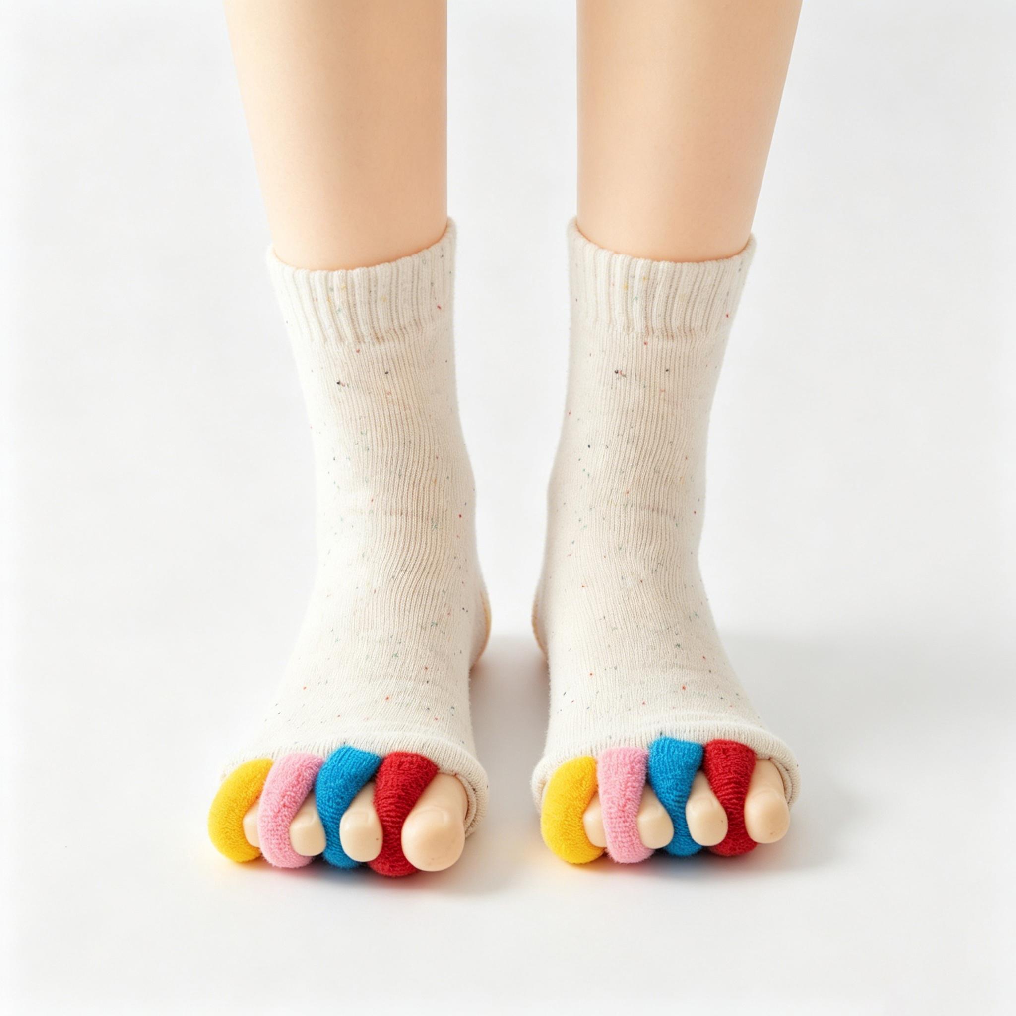 Five-Toe Separator Socks for Men Women, Breathable Comfort Toeless Socks, Massage Socks for Yoga, Walking, Gym, and Daily Use