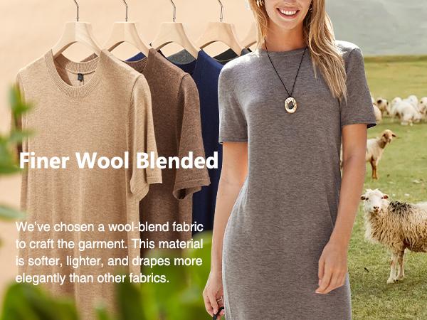 Arach&Cloz Womens Summer Wool Blend T Shirt Maxi Long Dress 2026 Spring Casual Short Sleeve Crew Neck Slit Knit Texture SpringStatements