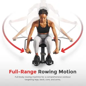 Health & Fitness Smart Compact 360° Full-Motion Rower, Low-Impact Full-Body Workout Rowing Workout Machine, Wide Motion Range & Space-Saving Design, Free SunnyFit Training App Connection