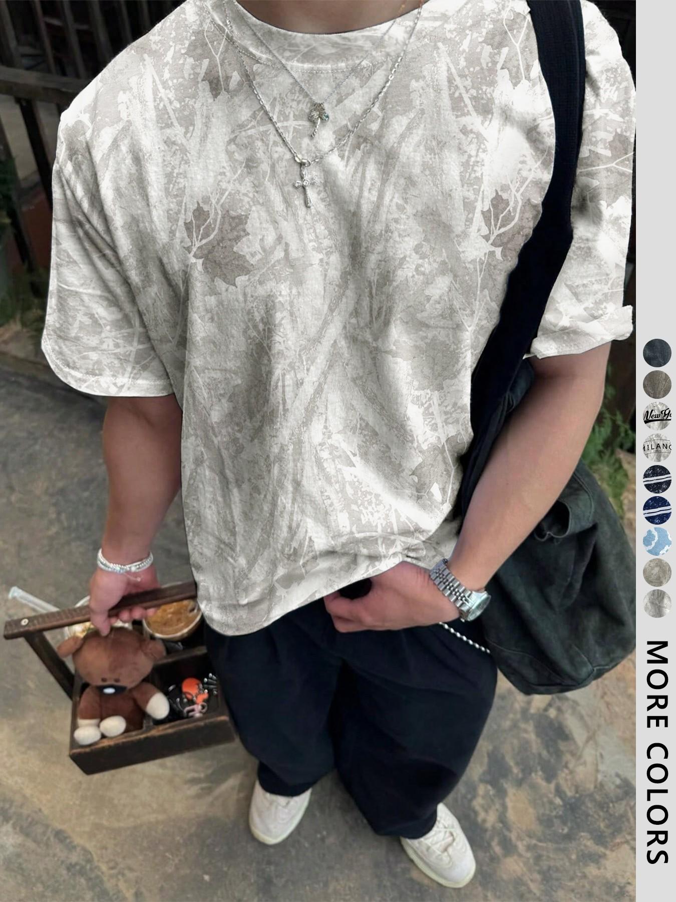 Unisex's Regular Fit All Over Print Short Sleeve Tee, Casual Streetwear Fashion T-shirt for Summer, Unisex Top for Daily Wear, Man