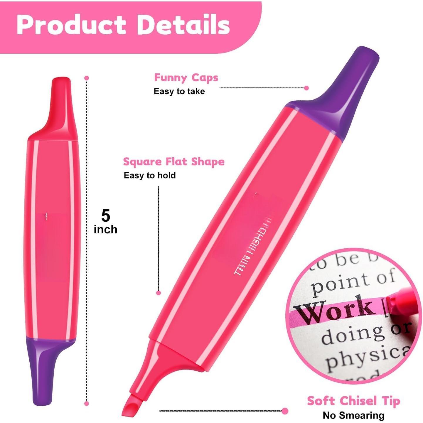 6 count Highlighters Aesthetic  Highlighters,12 Assorted Colors Pastel Highlighter, 2 in 1 Dual Tip  Highlighter No Bleed,Chisel Tip Marker Pens for Office Supplies