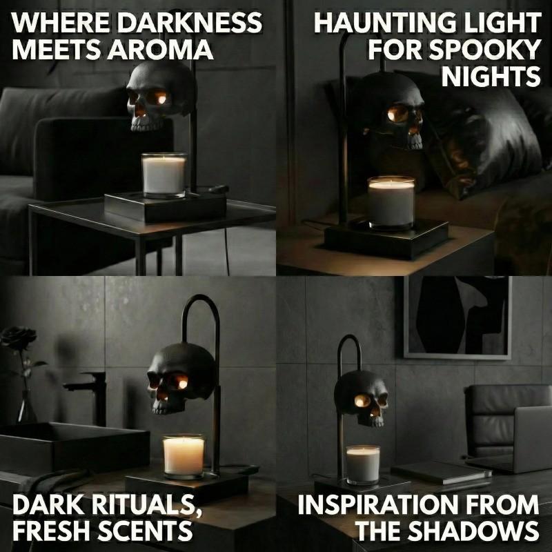 Skull Candle Warmer Lamp with Timer & Dimmer, Adjustable Height Gothic Candle Lamp, Perfect for Ambiance Lighting, Candles Not Included