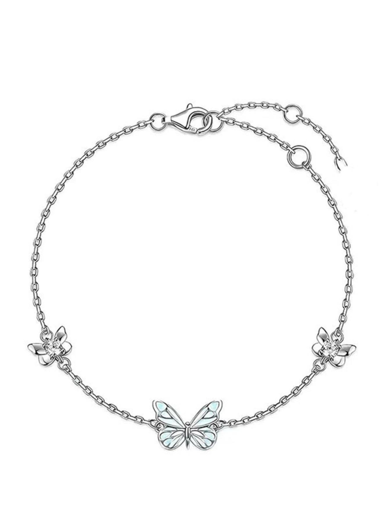 Glow-In-The-Dark Butterfly Bracelet Necklace Set for Women, Unique Design Fashion Accessory, Layered Stackable Jewelry for Students & Friends