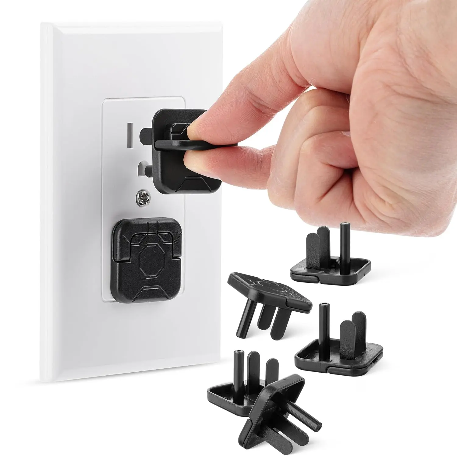 Electrical Outlet Covers Baby Proofing, 10 Pack, Black, ABS Plastic, 3 Prongs & Hidden U Ring Design, Child Proof Outlet Plugs(Gift)