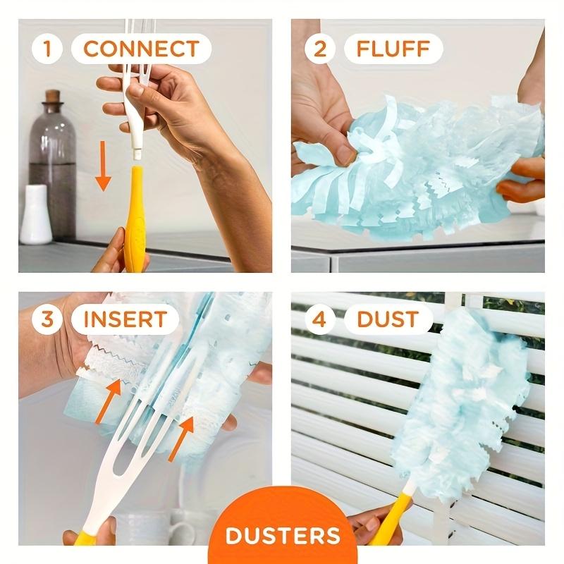 10 pieces of electrostatic, single-use dust removal devices with feather dusting heads and glass fiber brushes – convenient for cleaning electronics, furniture, ceiling fans, bedrooms, kitchens, and rooms (excluding the handles) Disposable Dusters