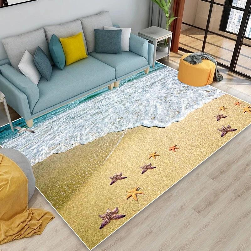 2D Ocean Wave Beach Flannel Area Rug - Realistic Sea Foam Sandy Shore Print Soft Mat for Living Room & Bedroom, Non-Slip Coastal Home Decor #OceanWaveRug #BeachSeafoamMat #CoastalHomeDecor #2DSeaCarpet #NonSlipFlannelRug