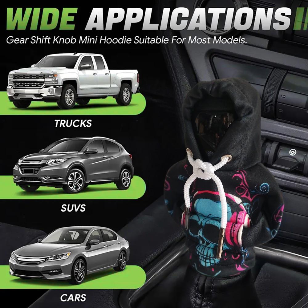 Universal Car Gear Shift Cover, Cyberpunk Skull Print, Interior Decoration, Small Sweatshirt Style, Automotive Accessories