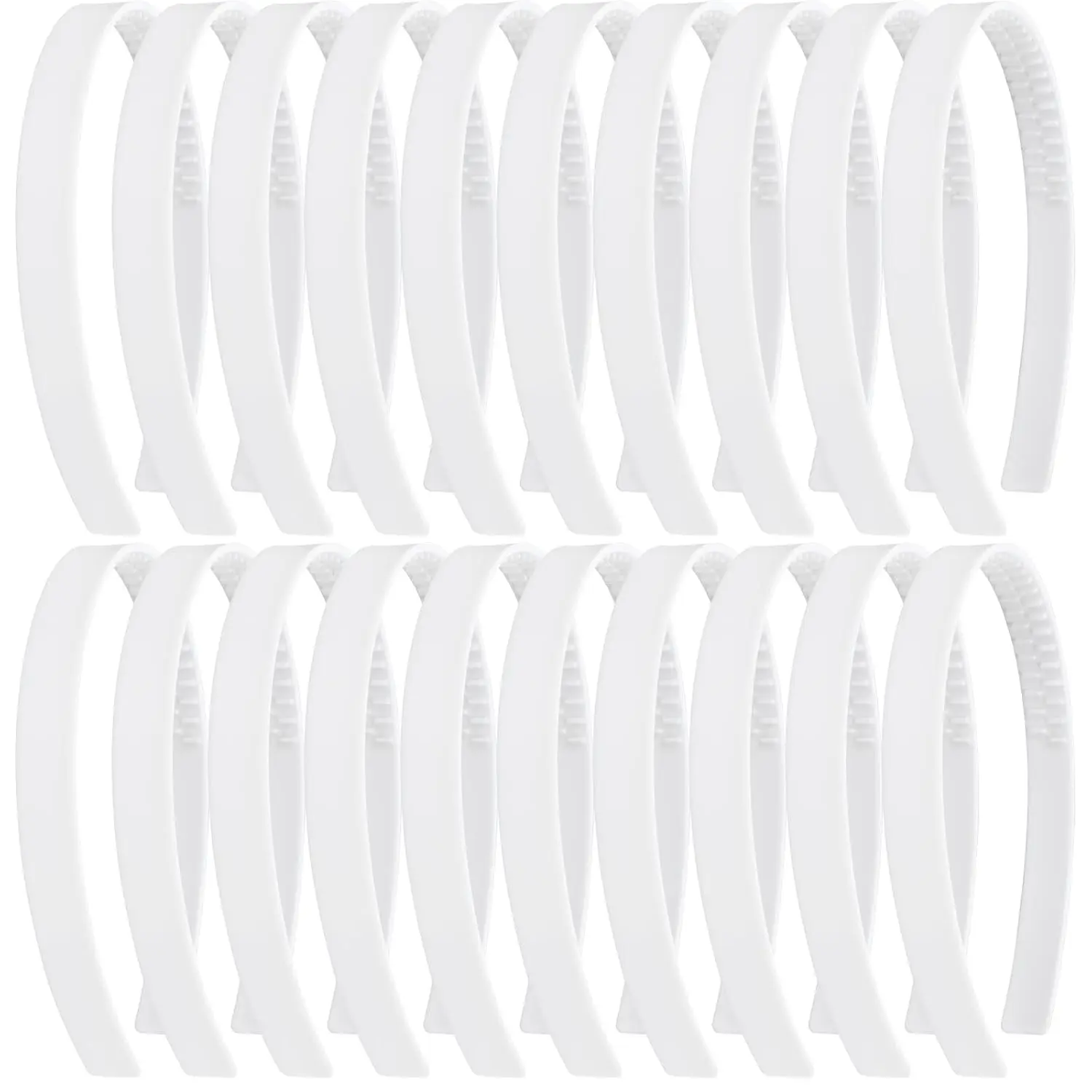 20 Pack 1.5CM Thin Hard White Plastic Headbands Skinny Plain Blank Hairband with Comb Grip  Flexible Slim Hair Hoop Holder Clasp Tiara Crown Base Headpiece Crafting DIY Accessories Bulk for Women