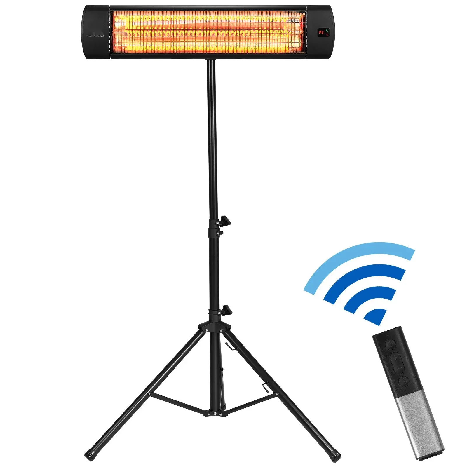 Infrared Space Heater 1500W With Remote Control, LED Screen, 3 Speeds And Timer, Outdoor Patio Heater For Porch, Dining Room, Studio, With Stand And Ceiling Or Wall Mount, 34-Inch Length