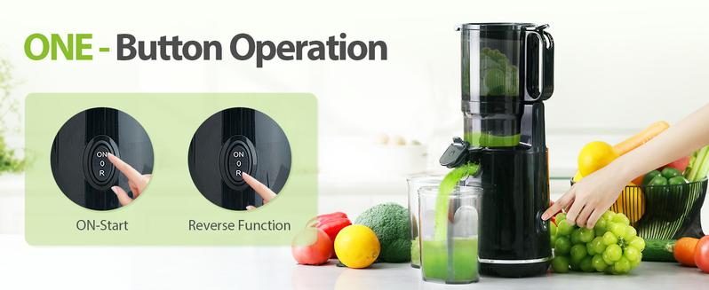 Aeitto Max5 Juicer, Cold Press Juicer with 5.8" Large Feed Chute,1.7L Large Capacity, 250W Whole Masticating Juicers for Vegetable and Fruit, High Juice Yield, Easy to Clean with Brush, Ice Fruit, BPA-Free, Smart recipes App