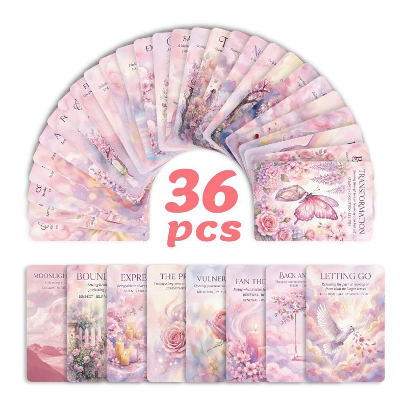 36-sheets pink and cozy Oracle card set for personal growth reflection Greetings card postcard for family