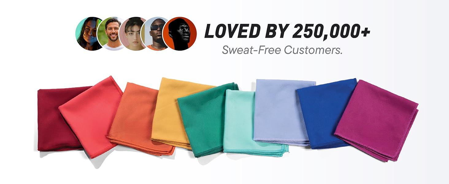 Sweat Absorbing Handkerchiefs - The Original Quick-Dry Microfiber Sweat Rags & Towels for Face, Hands, & Body - Perfect for Gym, Sports, and Work (Black: 5 Pack)