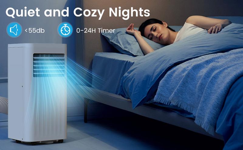COWSAR 8000-13000 BTU Portable Air Conditioners Cool Room Up to 350-450 Sq.Ft, 3-in-1 Portable AC with Remote/LED Display/24Hrs Timer/Installation Kits for Home/Dorms, White