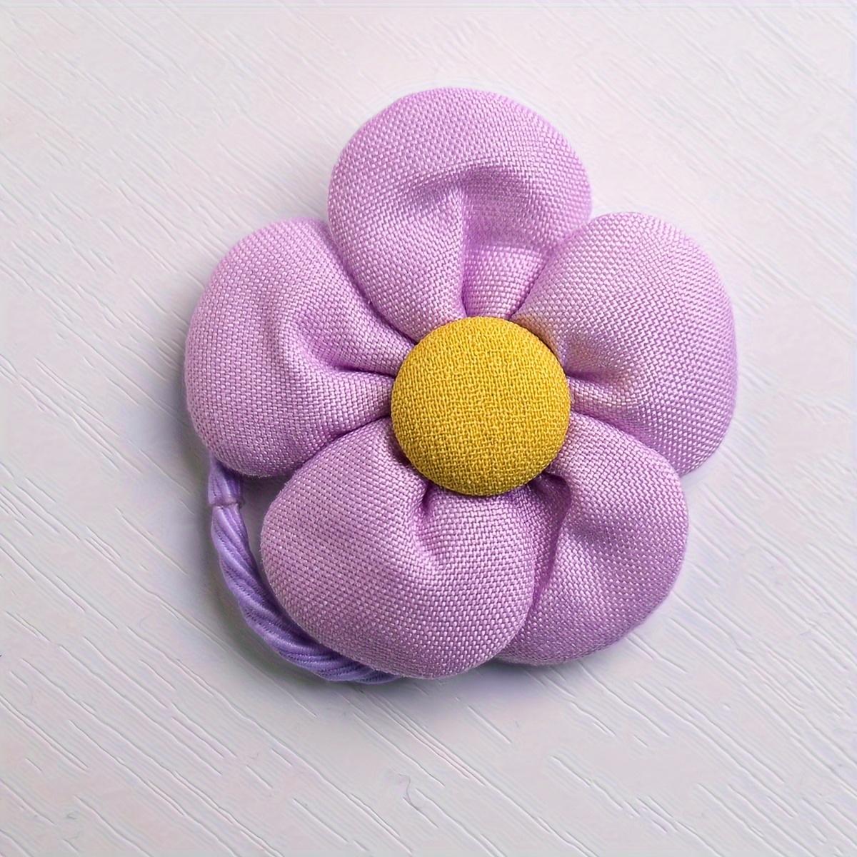 2pcs Cute Floral Dog Hair Ties - Assorted Purple Flower Elastic Bands for Pets, Ideal for Yorkies, Bichons & Maltese