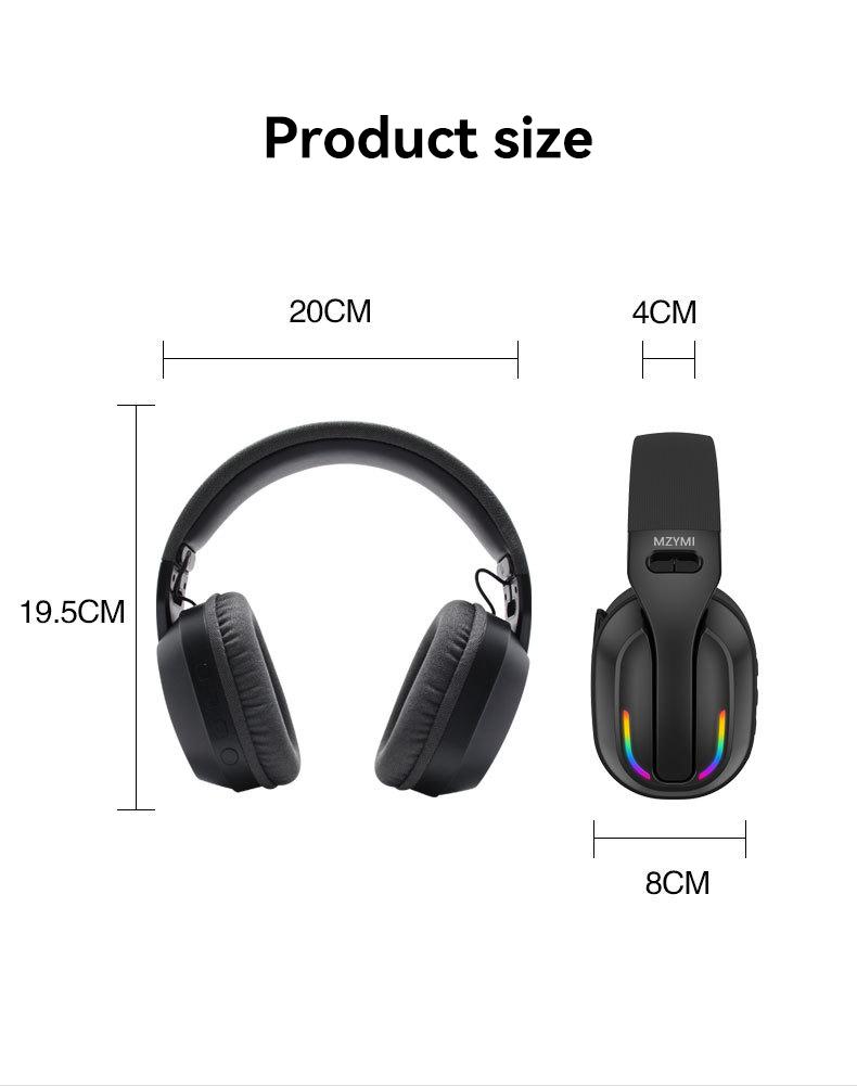 MZYMI B500GHz Wireless Gaming Headset with Dual Connection Modes Bluetooth 5.4 & Wired Noise Cancellation for Esports and Music