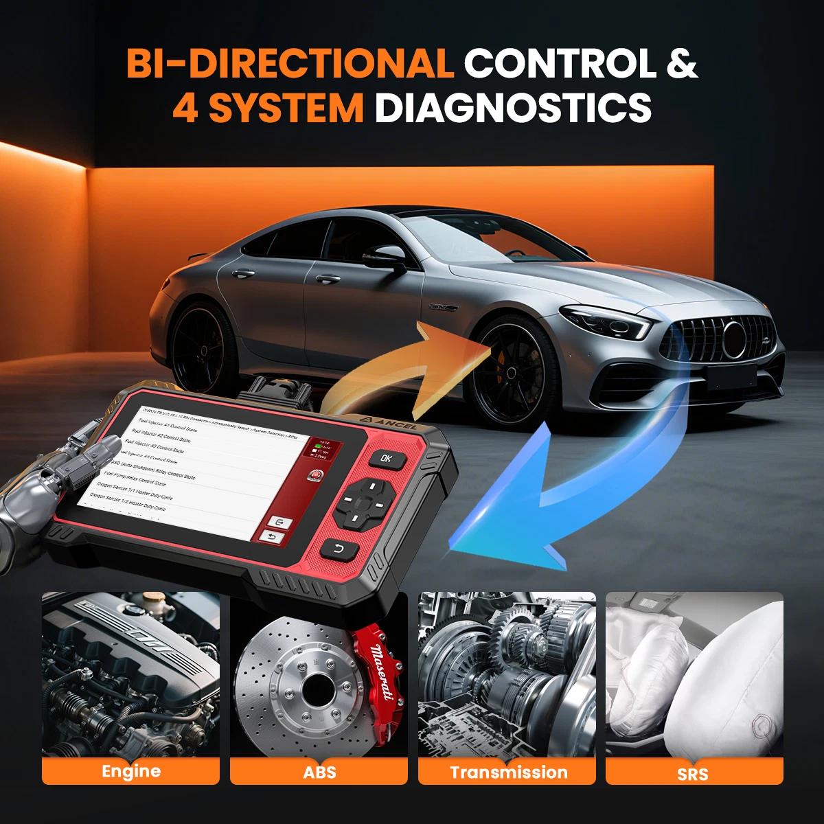 ANCEL DS400 Lite Bi-directional Car Diagnostic Scan Tool OBD2 Scanner ECM/TCM/ABS/SRS Code Reader Scan Tools, 7+ Reset Services Mechanic Tools,FCA  AutoAuth,Lifetime Free Update,Car Accessories,Car Stuff,utomotriz escaner para carros