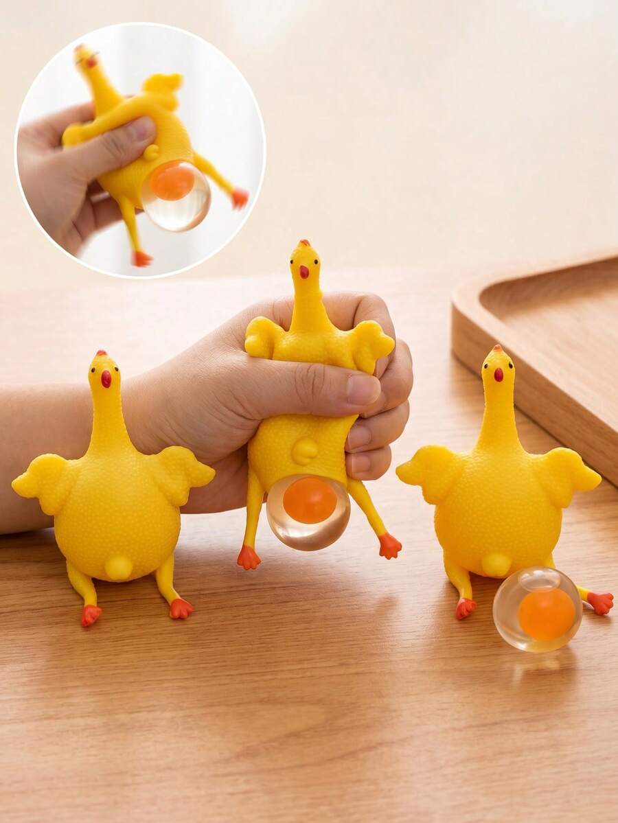 Prank Chicken Stress Relief Decor, Squeeze Out Egg Funny Novelty Stress Relief Accessory, Humorous Toy, Suitable For Birthday, Graduation Season, Halloween Party And Office Use Funny Gift