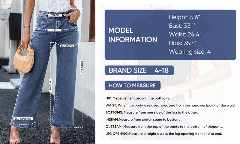 Sidefeel Women's Straight Leg Jeans High Waisted Stretchy Wide Leg Jeans Straight Leg Zimbaplatinum Ankle Denim Pants with Slant Pockets TikTokShopBlackFriday