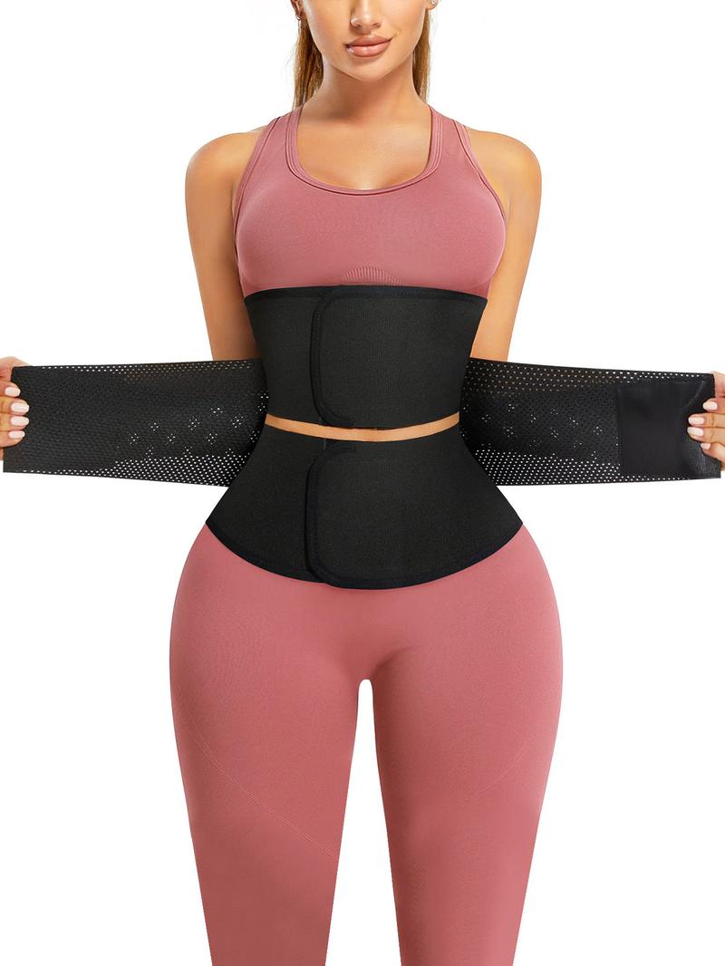 Women's Solid Color Double-layer Velcro Closure Latex Waist Trainer, High Stretch Waist Cincher, Tummy Control Shaper, Waist Trainer for Women