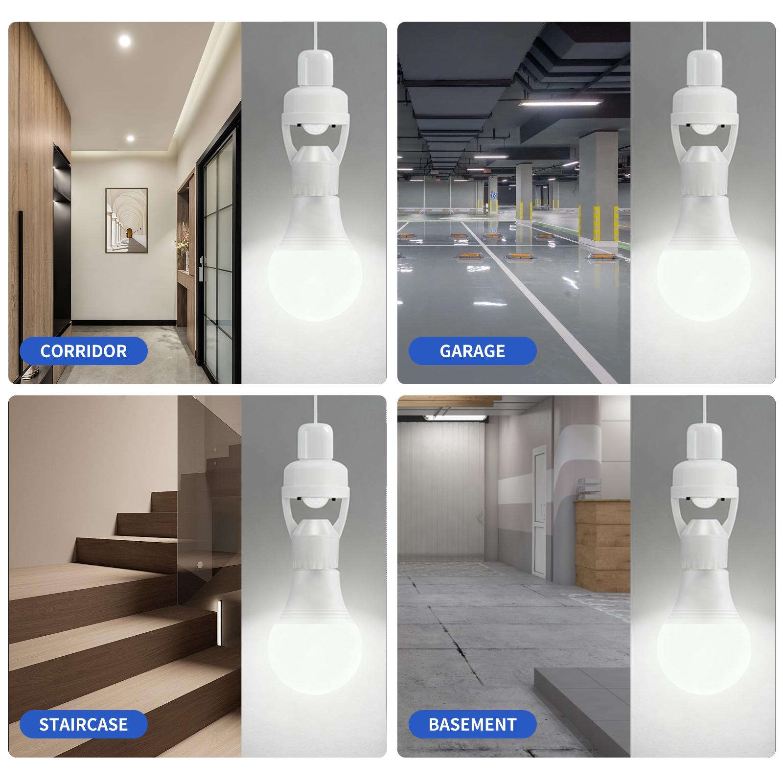 (2-Pack) Smart E27 Motion Sensor Light Socket | 360° Motion Detection, Energy Saving, No Drilling Required