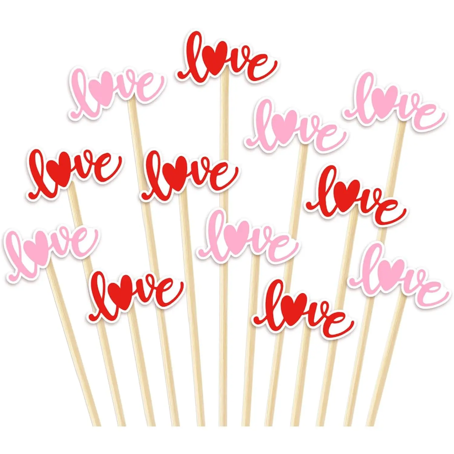 Disposable Romantic Look Heart-Shaped Long Toothpicks (5.1 in), Smooth Synthetic Material, Burr-Free Tips, 100-Count Kitchen & Bar Utensils for Valentine’s Day, Fruit