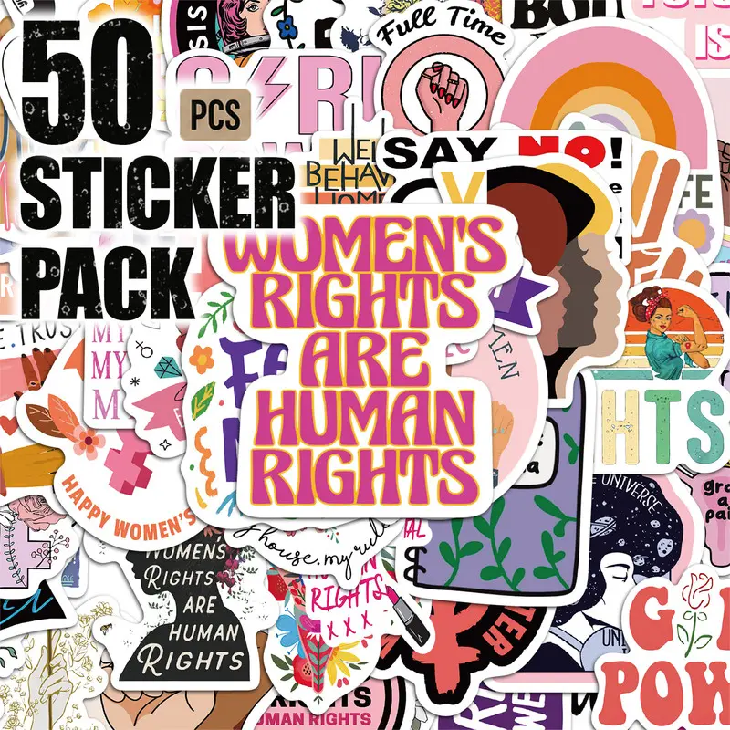 50pcs*5packs Feminism Aesthetic Vinyl Stickers Pack for Laptop Water Bottle Phone Case Skateboard Journal Scrapbook DIY Decoration