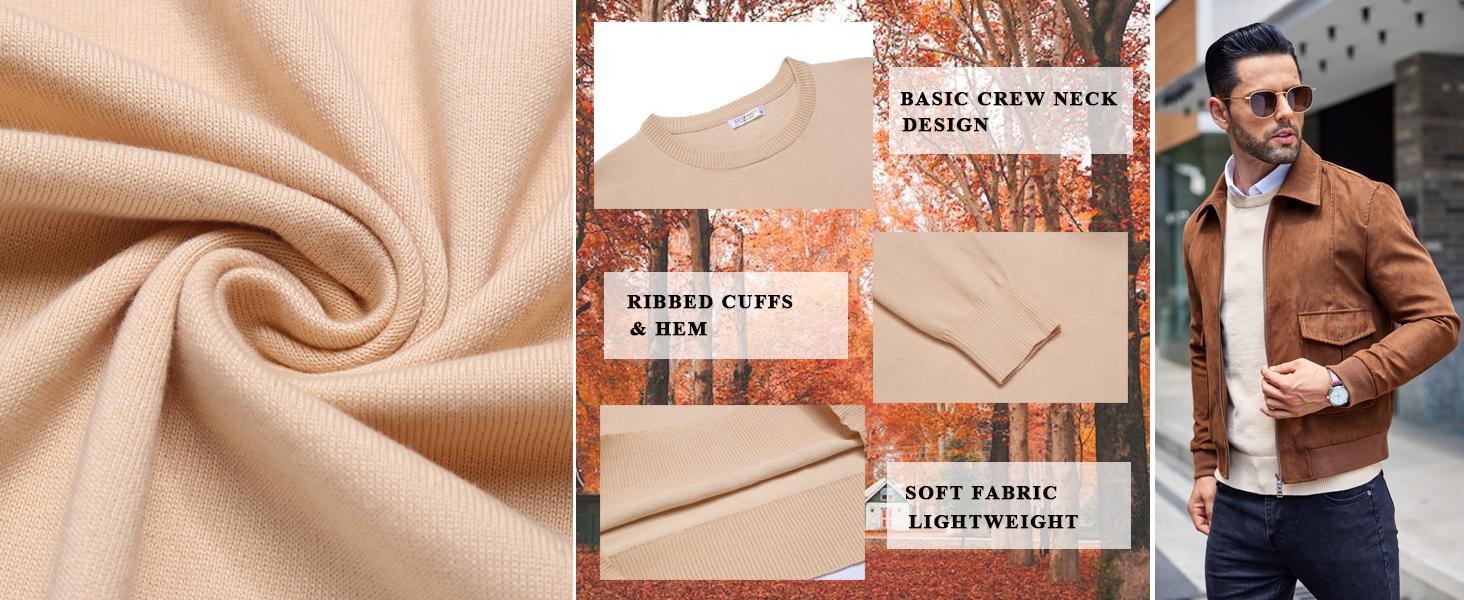 COOFANDY Men's Crew Neck Sweater Slim Fit Lightweight Sweatshirts Knitted Pullover for Casual Or Dressy Wear (Only the crew neck sweater is for sale) COOFANDY Men's Crew Neck Sweater Slim Fit Lightweight Sweatshirts Knitted Pullover for Casual Or Dressy Wear (Only the crew neck sweater is for sale)