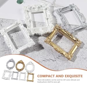Mini Photo Frames 14 Pieces Mini Vintage Resin DIY Photo Frame for Manicure Jewelry Display Photography Decoration