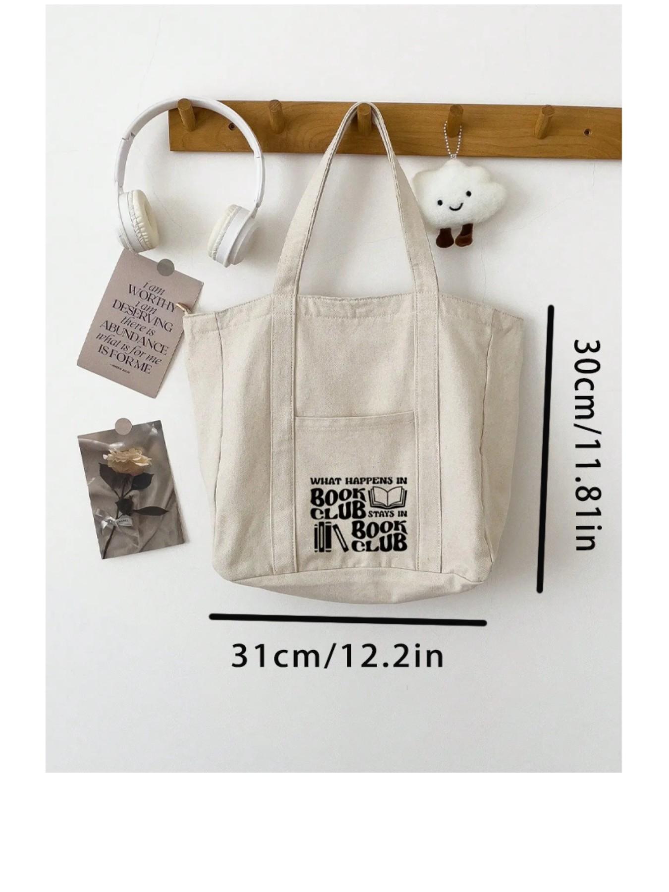 Handbag and Makeup Bag Set, Book Club Pattern, Casual, Large Capacity, Portable, Ideal for Teens, Women, College Students, Teachers' Day Gift