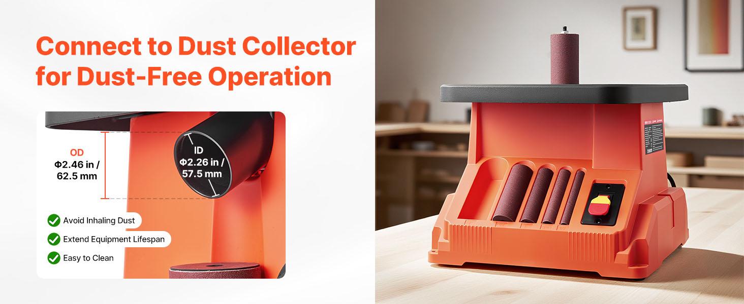 VEVOR Oscillating Spindle Sander, 2400RPM Benchtop Spindle Sander with 6 Sleeves (1/2-3), 5/8 Stroke 15.4x 16.3-inch Wide Worktable for Furniture Finishing, Crafts Sanding, DIY Woodworking VEVOR Oscillating Spindle Sander, 2400RPM Benchtop Spindle Sander with 6 Sleeves (1/2-3), 5/8 Stroke 15.4x 16.3-inch Wide Worktable for Furniture Finishing, Crafts Sanding, DIY Woodworking