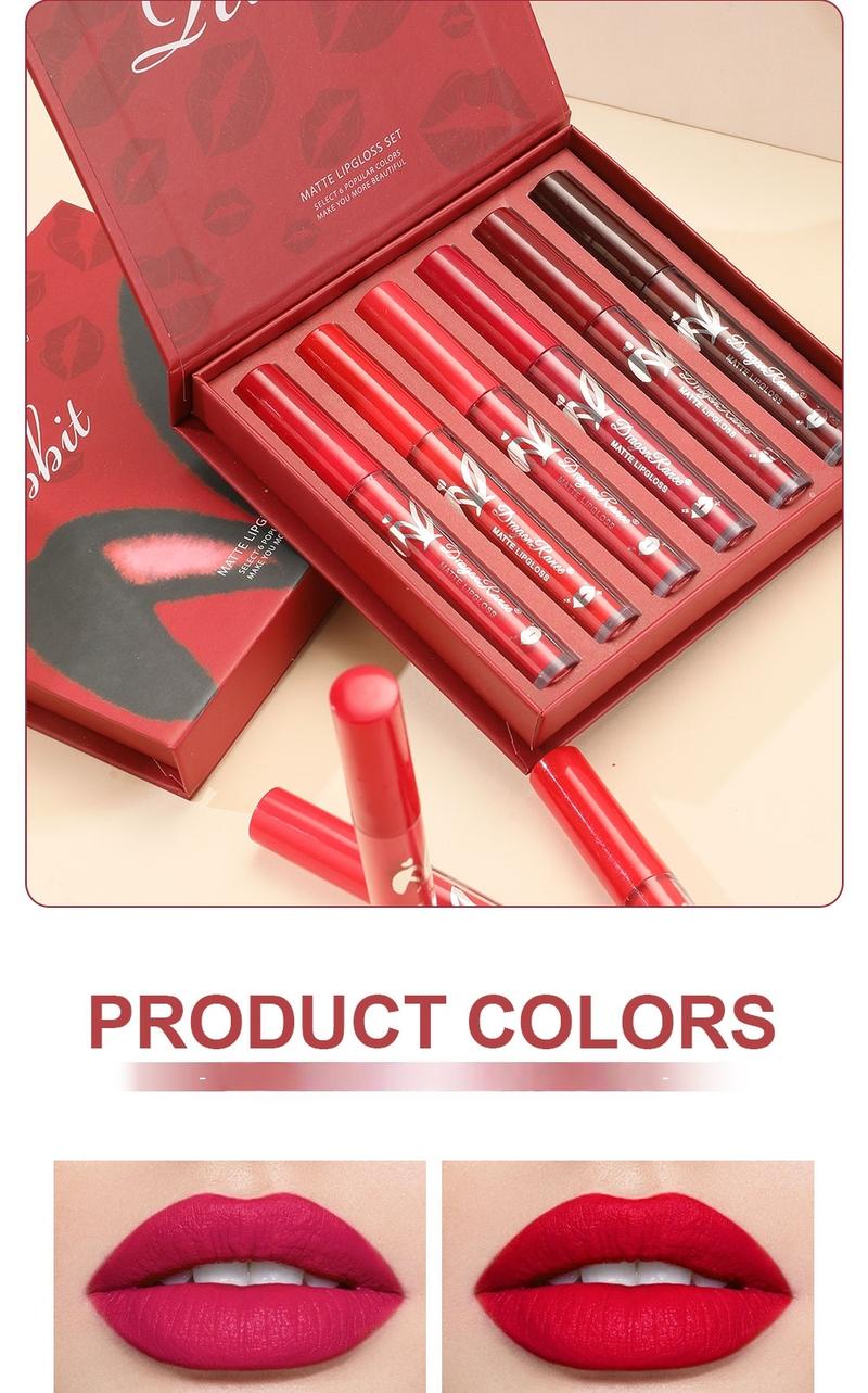 6 Pack Natural Charm Matte Lipstick Set Long Lasting Makeup Waterproof Easy To Apply Non Stick Cup Lip Glossy Suitable For Beginners Beauty Cosmetic