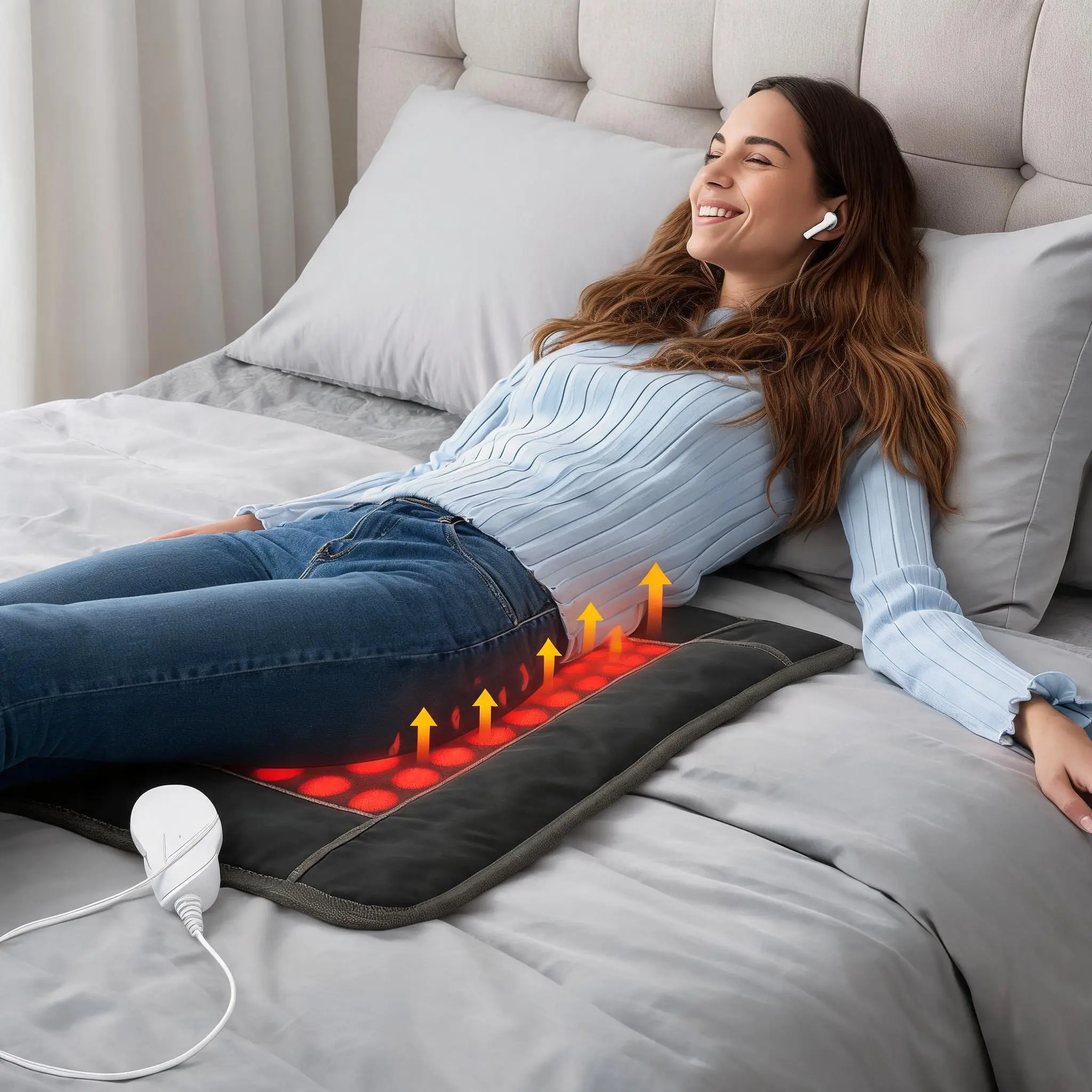 Garvee Far Infrared Tourmaline Electric Heating Pad 32x21 Inch for Back Pain Relief 6 Heat Levels 3 Timer Settings Auto Shut Off Suitable for Men and Women Available in Brown and Black