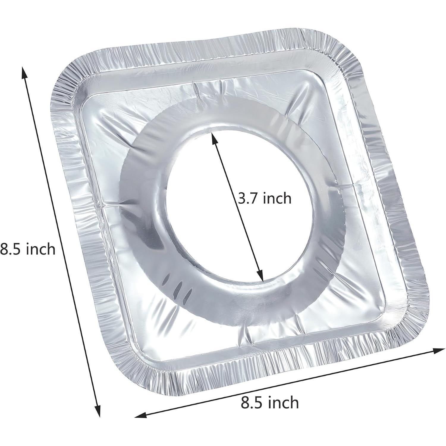 Gas Burner Liners (50 Pack) - 8.5" Disposable Square Foil Stove Burner Covers, Gas Range Protector Liners for Catching Oil & Spills, Easy Cleanup, Gas Burner (50 Pack)