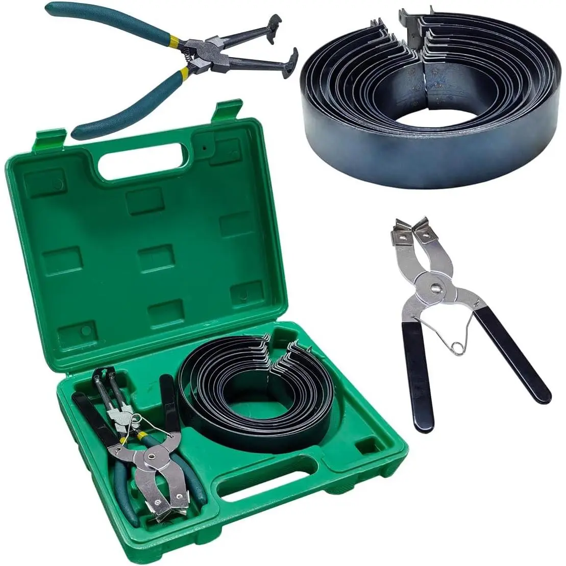 15PCS Car Engine Piston Ring Compressor Tool Kit, Adjustable Piston Installer Pliers and Compressor Pliers with 13 Piston Rings (62-145mm/2.44-5.71in) for Car Truck Engine