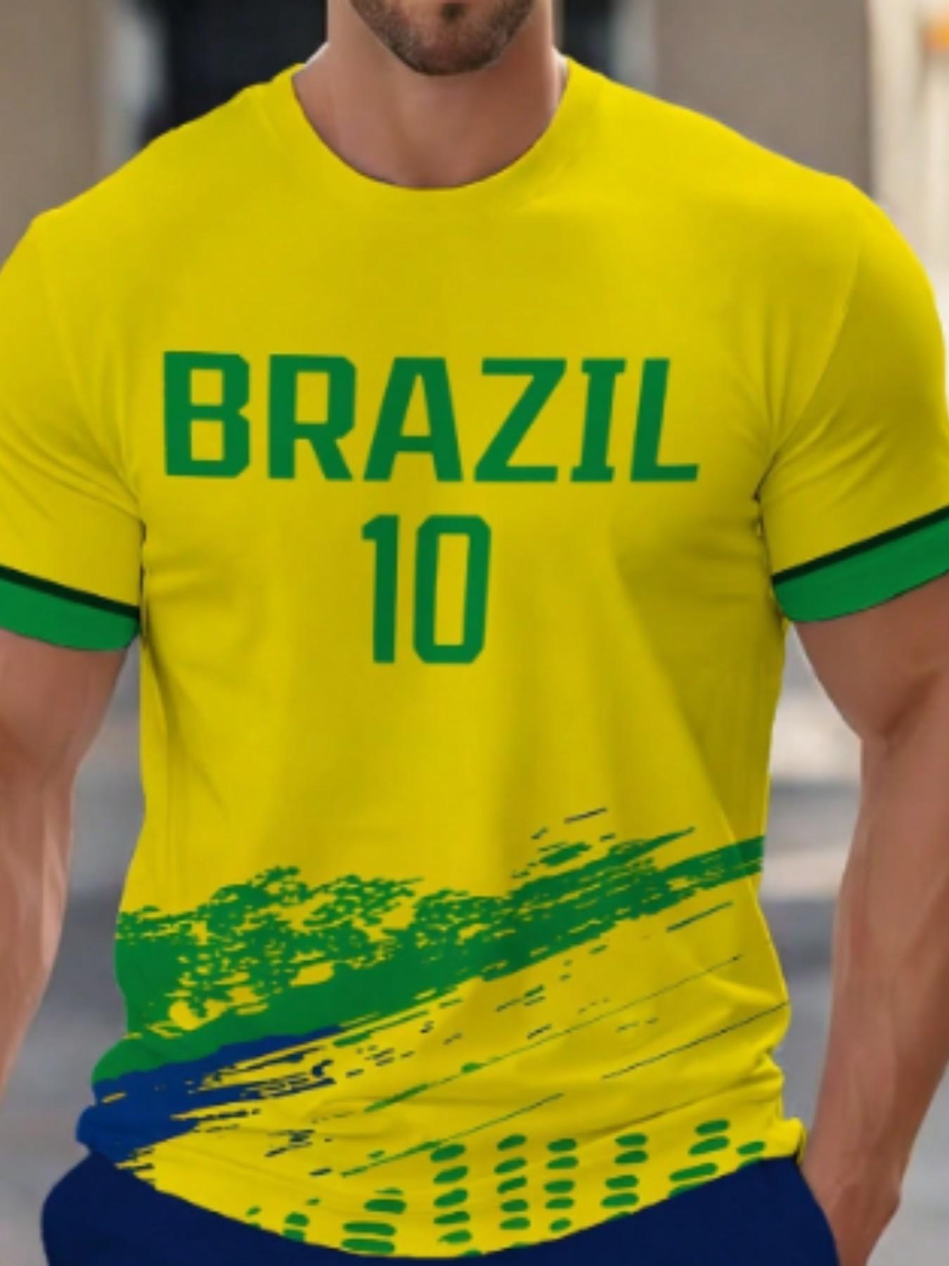 Brazil National Team #10 Soccer T-Shirt + Shorts Set, Summer Sports Wear, Essential for Fans, Perfect for Watching Matches and Casual Wear