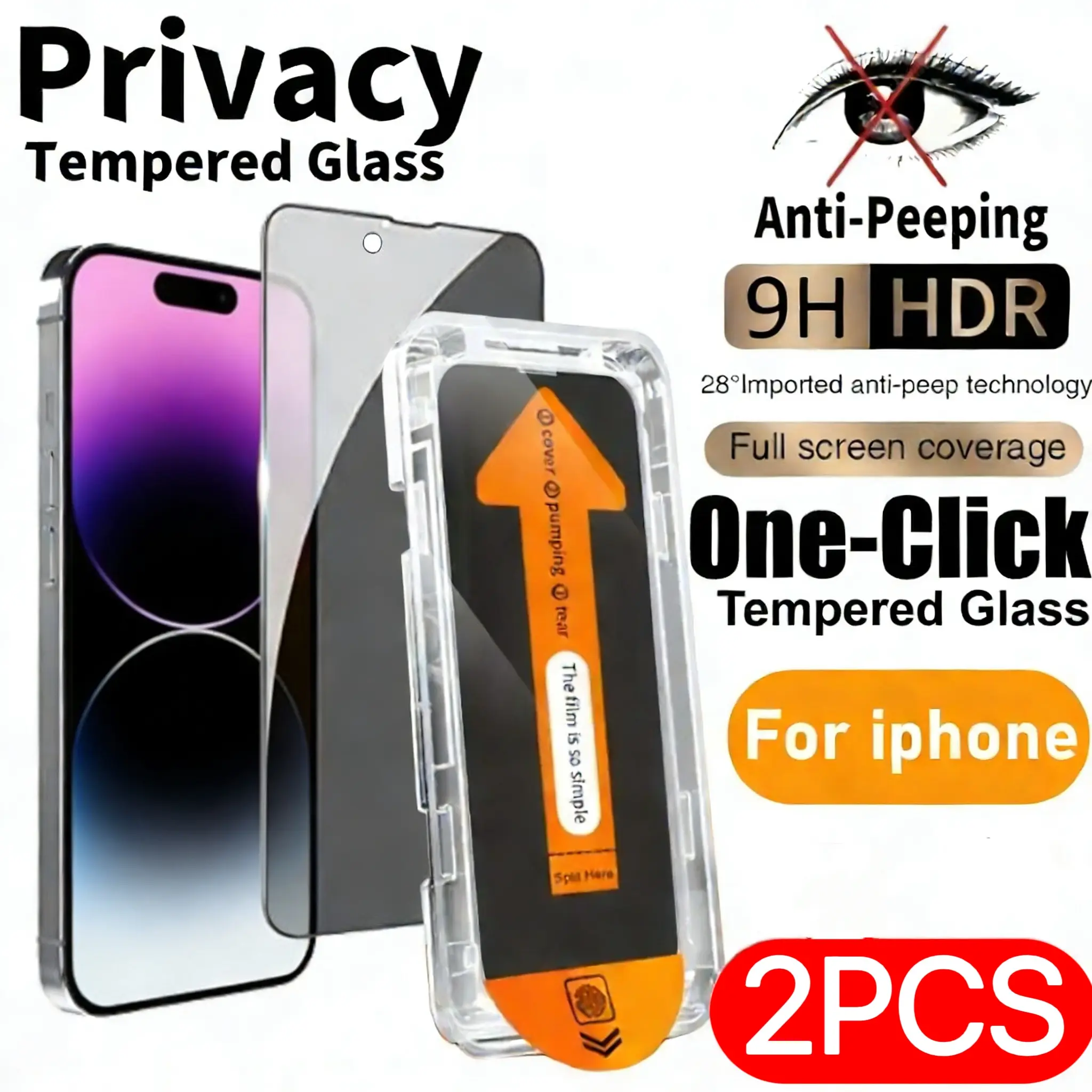 2-5 Packs Full Cover Privacy Protections, Anti Spy, Shockproof Tempered Glass Screen Protector For iPhone 17 Pro Max/16 Pro Max/15 Pro/14/13/12/11/X/SE, 9H+ Hardness Anti-Scratch, Dynamic Island Compatible, Mobile Phone Accessories