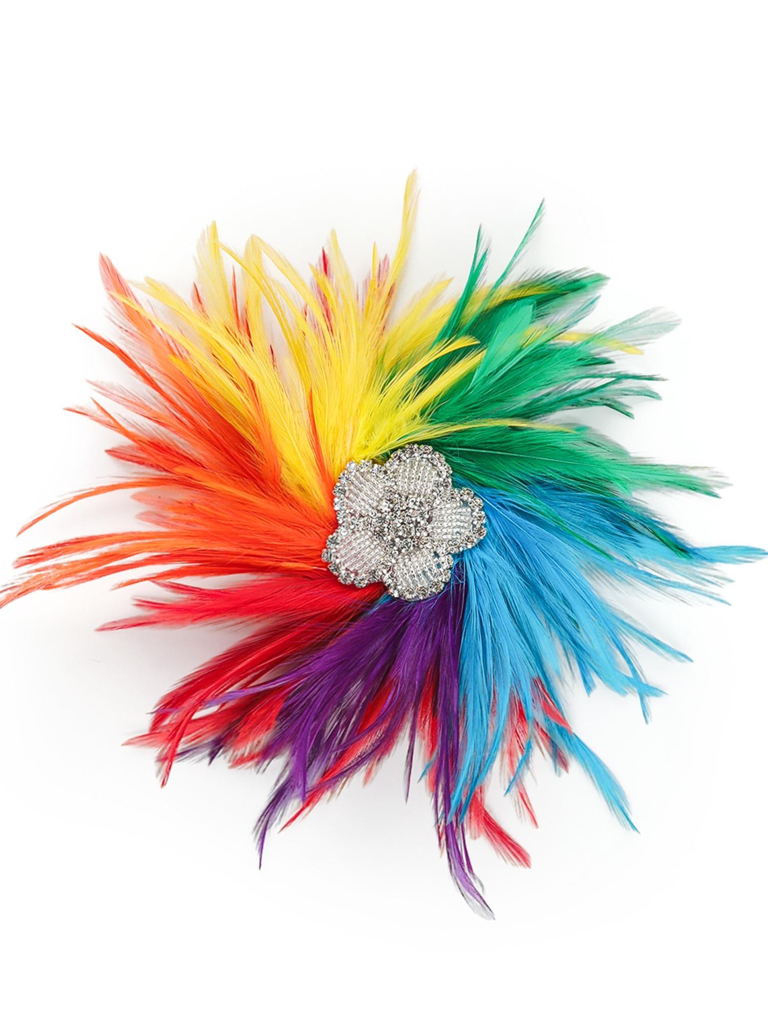Sparkling Rhinestones Flower Feathered Hair Clip Hair Ornament for Festival Derby Event Gathering Cocktails Party Brooch Fash