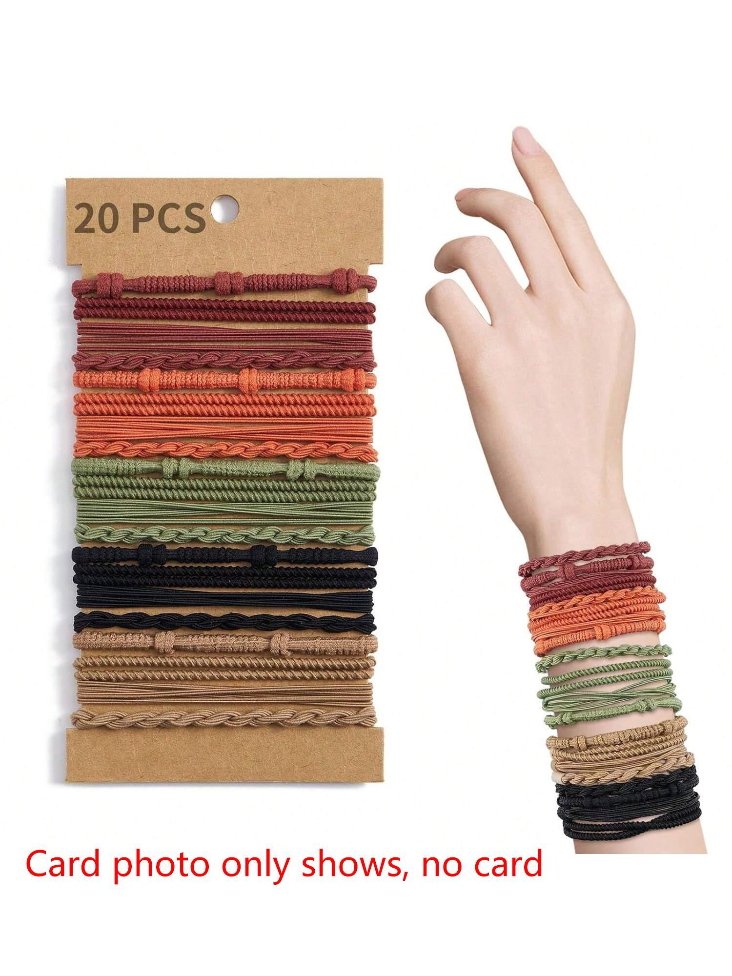 Boho 20pcs Women Bohemian Style Elastic Hair Ties & Bracelets, Multifunctional Soft Hair Ties, Various Styles Ponytail Holder,Dopamine Ponytail Holders Hair Elastics Hair Rubber Bands Scrunchies Hair Rope, Hair Bobbles