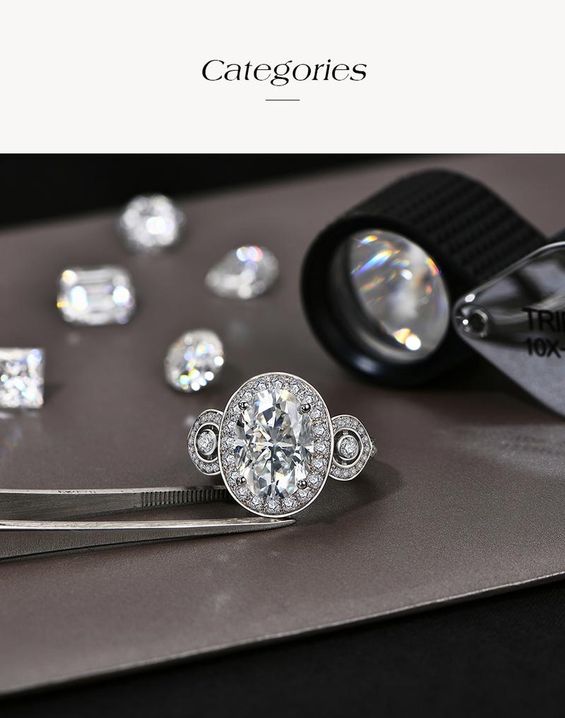 8CT Oval Shape Special Design With halo Synthetic Moissanite Ring for Women Anniversary Engagement  Wedding Fine Promise Jewelry R183