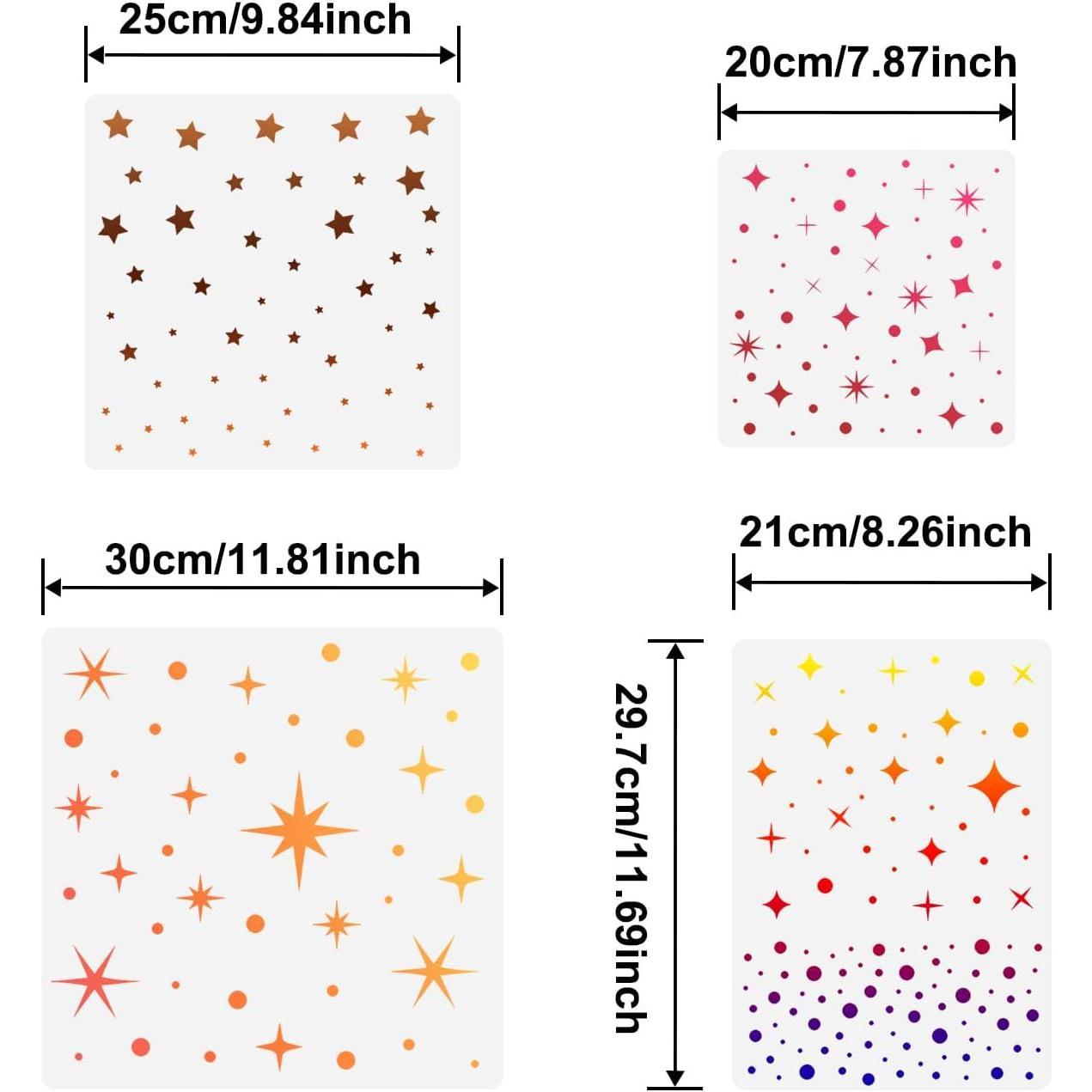 CIEOMODA Large Twinkle Stencil 12*12 Inch ,4 Pack Sizes Plastic Templates for Making DIY Craft Painting Furniture Pillows,Tile, Canvas, Floor and Wall Decor CIEOMODA Large Twinkle Stencil 12*12 Inch ,4 Pack Sizes Plastic Templates for Making DIY Craft Painting Furniture Pillows,Tile, Canvas, Floor and Wall Decor