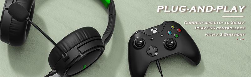 [Perfect Valentine’s Gift] BINNUNE BG02 Gaming Headset with Mic for Xbox Series X S Xbox 1 PS4 PS5 PC NS,Wired Headphones,50mm Stereo Sound,3.5mm Jack,Perfect Valentine’s Gift for Him & Her