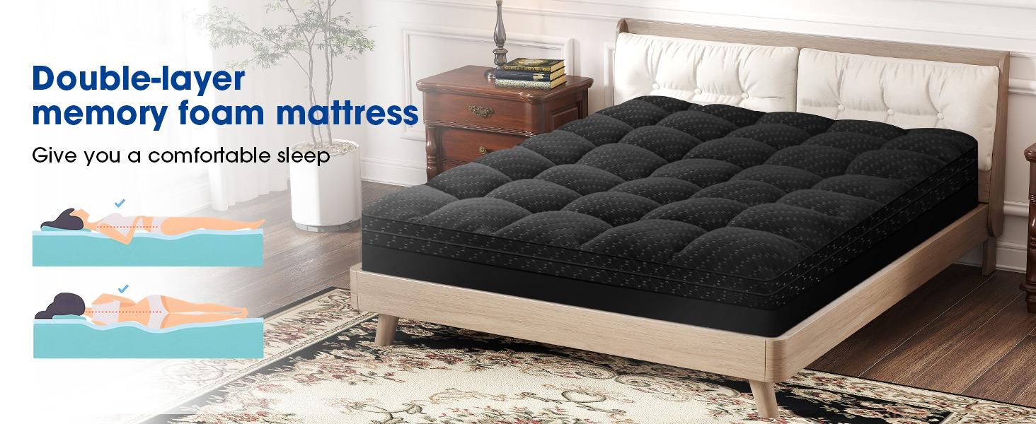 【VALUXE】 Dual Layer Mattress Toppers Queen Size,2 Inch Cooling Gel Memory Foam Plus 1 Inch Pillow Top, with 8-21” Inch Deep Pocket
