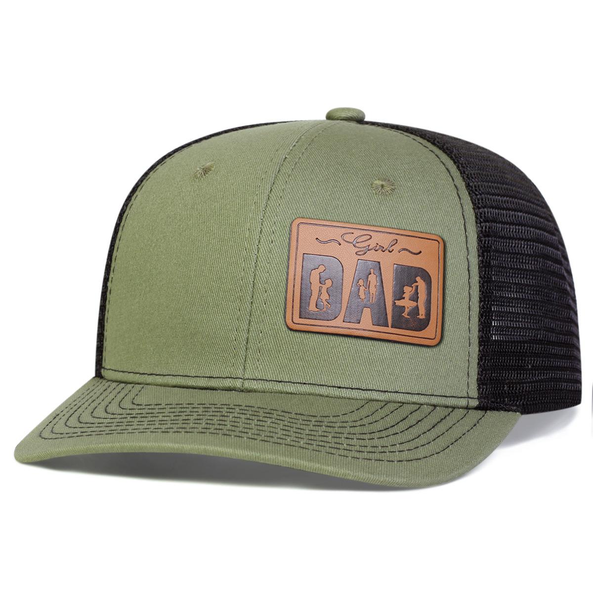 "Girl Dad" Leather Patch Trucker Hat Father Daughter Themed Mesh Back Cap for Men, Casual & Heartfelt Gift