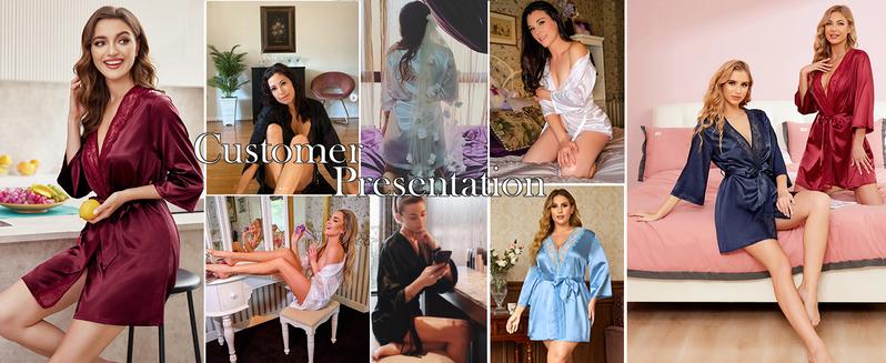 Women's Kimono Robe Short Satin Pure Short Silky Robes Women's Kimono Robe Short Satin Pure Short Silky Robes