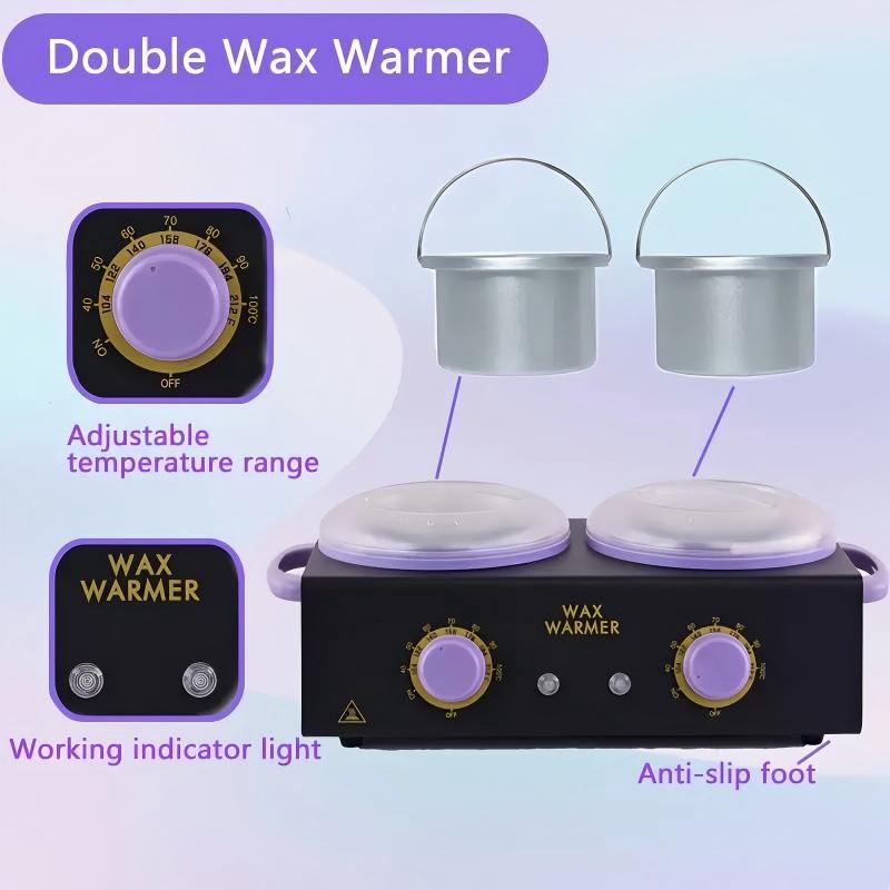 Professional Electric Wax Heater Machine with Adjustable Temperature 0-80°C Dual Pots Fast Overheat Protection for Home Salon Use Hair Removal Waxing Machine for Women Men Compatible with All Wax Types Sleek Design