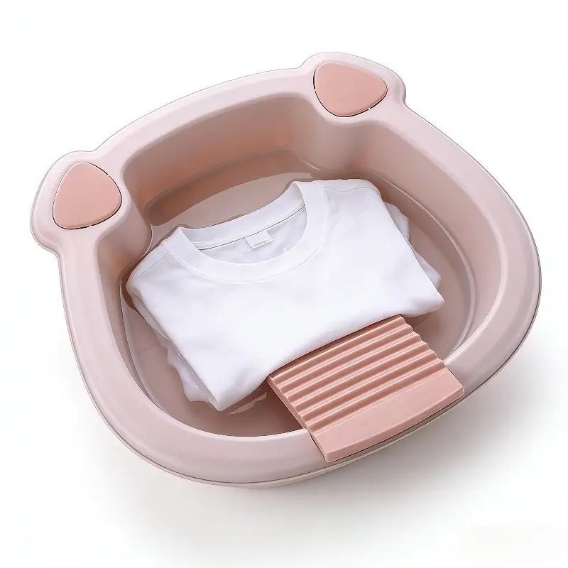 New Washing Basin with Laundry Board, Multi-Functional Plastic Basin, Non-Slip Portable for Handwashing Clothes, Socks, Underwear, Home Dorm Use