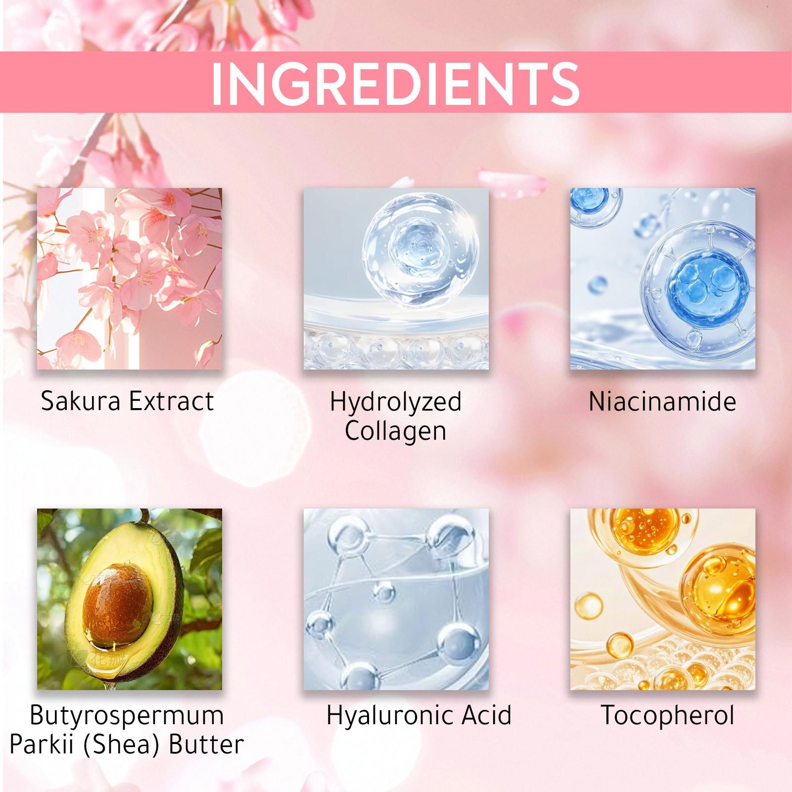 Multi-Effect Cherry Blossom Anti-Wrinkle Moisturizing Cream, Firming and Brightening, Hydrating and Soothing, Single Item Balm