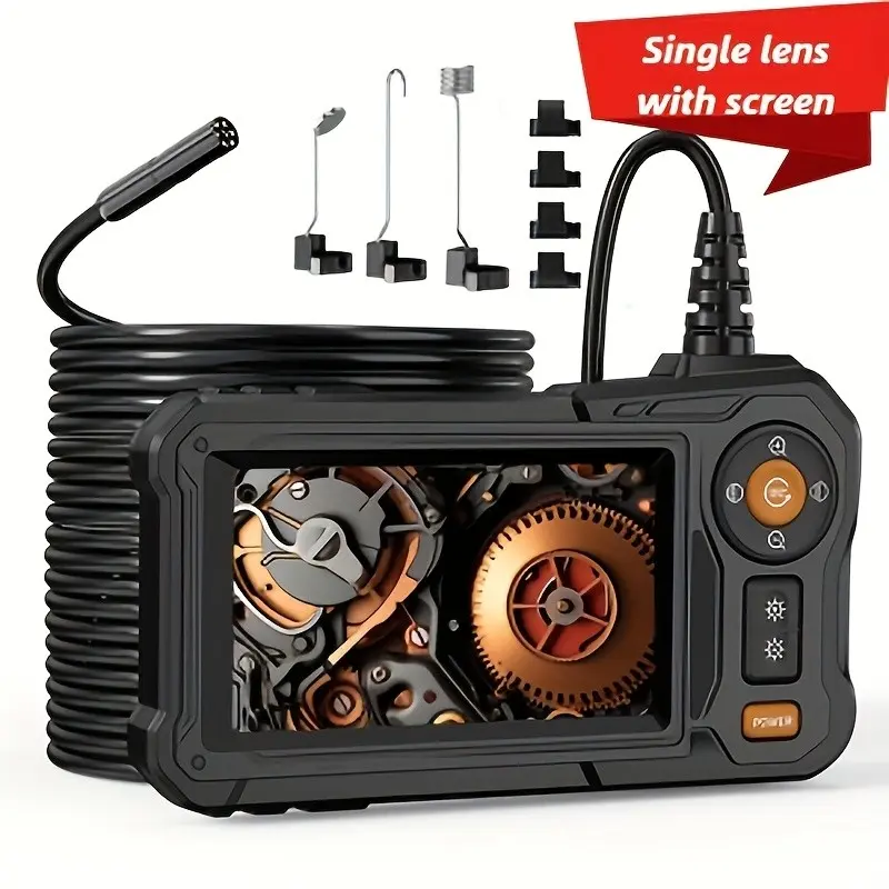 Endoscope with Semi-Rigid Snake Camera for Phone, Borescope with 4.3" IPS Screen (Optional), 1980P HD, 8 LED Lights, 16.4ft/32ft Semi-Rigid Cord, IP67, Local Warehouse